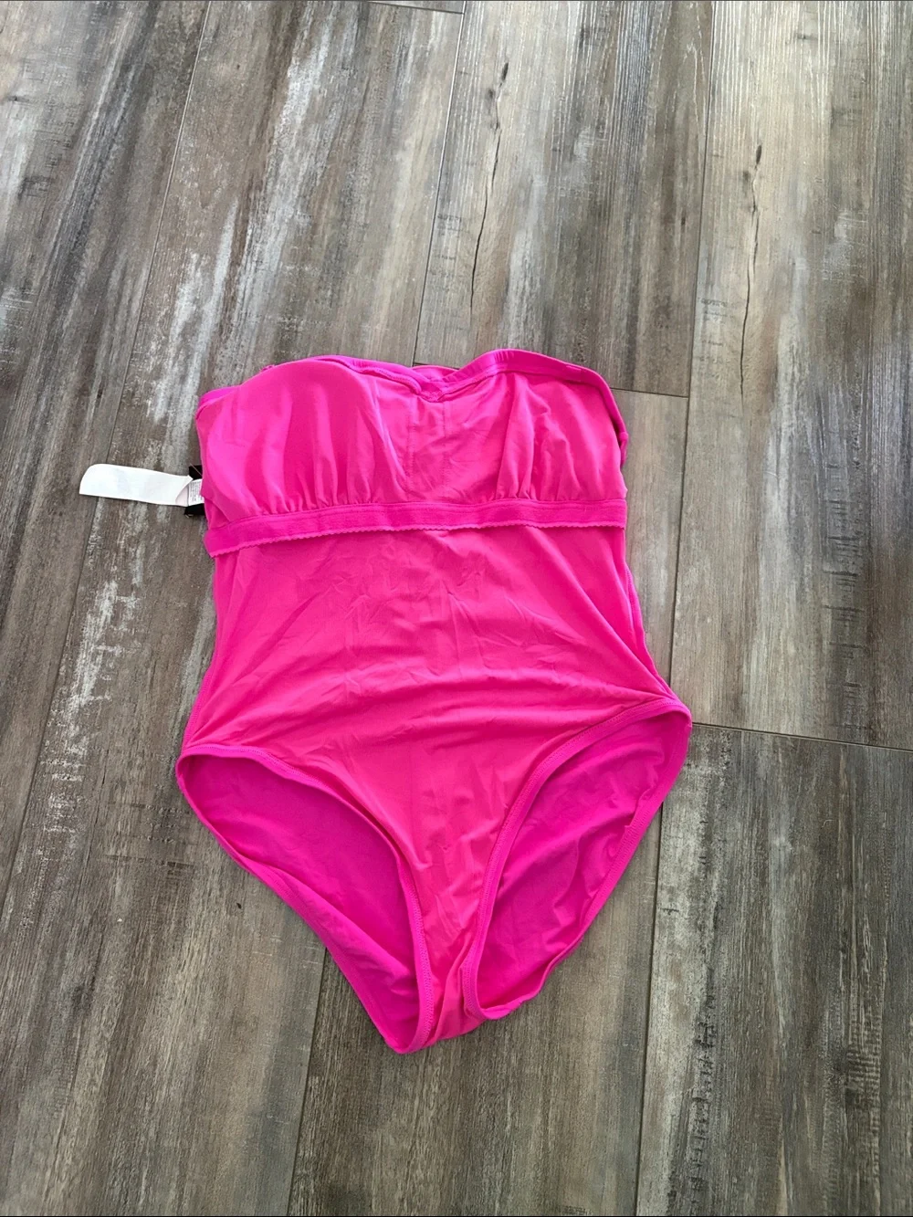 kate spade rosette pink solid bandeau one-piece swimsuit medium